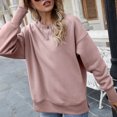thumbnail image 4 of IROINID T-Shirt à Manches Longues en Polyester Réduit pour Femmes Chemises en Coton pour Femmes Quotidien Nouveau Bas Fendu en Molleton Col Rond Chandail avec Peluche et Chandail Épaissi, Pink, 4 of 8