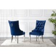 thumbnail image 2 of Double Tufted Navy Blue Velvet Side Chairs with Silver Stainless Steel Legs, 2 of 2