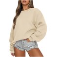 thumbnail image 2 of Mefallenssiah Mode Chandail Décontracté à Manches Longues à Col Rond pour Femmes, Coupe Ample, Haut Blouse Beige m, 2 of 7