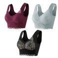 thumbnail image 1 of Timegard Bras for Women Plus Size Wirefree Flower Lace Back Smoothing Comfortable Full-Support Bralette, 1 of 4