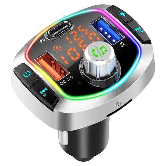 Car Bluetooth FM Transmitter with PD Fast Charger - Bluetooth MP3 Player Car Charger Adapter, Wireless FM Radio Transmitter for Car Audio
