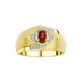 thumbnail image 1 of RYLOS Mens Rings Yellow Gold Plated Silver Ring 6X4MM Oval Shape Gemstone & Diamond Ring Garnet January Birthstone Rings For Man Silver Rings, Size 13, 1 of 7