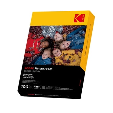 Kodak Glossy Photo Paper, 4 in x 6 in, 180 gsm, 100 Sheets