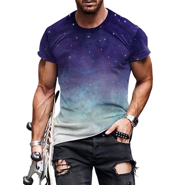 Bellella T-shirt Homme Col Rond T-Shirts Manches Courtes Hauts d'Été Mode Blouse Imprimée Numérique 3D Pull Homme Style A 3TG