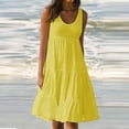 thumbnail image 2 of AherBiu Robes d'Été Grande Taille pour Femmes 2024 Tenue de Plage Boho Robe Midi Été à Volants Superposés Fluide Robes Débardeur, 2 of 6