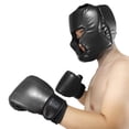 thumbnail image 4 of Head Guard Boxing Sparring Head Protector Mma Head Face Kickboxing Muay 58 to 66CM Black, 4 of 9
