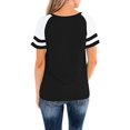 thumbnail image 2 of Nouveau T-Shirt Col Rond pour Femmes à Manches Courtes, Haut Décontracté à Blocs de Couleur, 2 of 2