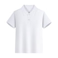 thumbnail image 1 of Sunnyoo Tween Boys Shirt Solid Short Sleeve Button-Up Polo Shirts, 1 of 3