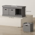 thumbnail image 3 of HOMCOM Shoe Bench with Cushion Seat, 3 Fabric Drawers, Dark Grey, 3 of 10