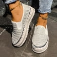 thumbnail image 2 of Silver Flats Shoes For Ladies Solid Rhinestone Round Toe Slip On Shallow Thick Sole Loafers Comfortable For Everyday Style And Easy Slip On Design Size 40, 2 of 9