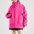thumbnail image 4 of Women's Fashion Solid Color Long Sleeve Waterproof Rain Jacket with Zipper Pockets, Windbreaker Coat for Outdoor Use, Hooded Design for All-Weather Protection, 4 of 5
