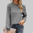thumbnail image 2 of Timegard Hauts pour Femmes Manches Longues Col Rond T-Shirts Décontractés Confortables Couleur Unie Blouses Basiques, 2 of 7