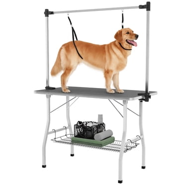 PawHut Table de Toilettage pour Chien, Table de Toilettage pour Animal de Compagnie avec Bras Ajustables, Noir