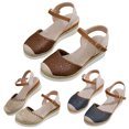 thumbnail image 2 of Bmisegm Sandales Compensées à Talon Compensé pour Femmes, Tressées, Bout Rond, Bride à Boucle, Été, Semelle Épaisse, Sandales pour Femmes Été Brun 7.5, 2 of 7