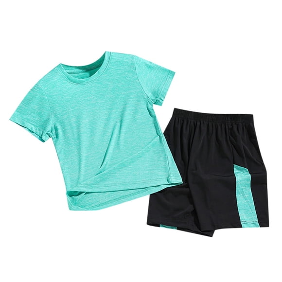 yocbz Baby Boy Summer Clothes Short Sleeve Boys Girls Sports Suit Short Sleeve T Shirt Tops With Shorts Summer Quick Drying Clothing Set Jogging Football Tracksuit Green,3-4 Years