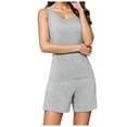 thumbnail image 4 of Lixiuxyad Women Spring And Summer Casual Solid Color Padded Tank Top Shorts Set Home Pajamas Set Gray, 4 of 4