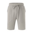 thumbnail image 4 of Men's Cotton Linen Casual Classic Fit 11 Inch Inseam Elastic Waist Shorts with Drawstring, 4 of 6