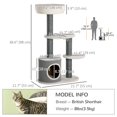 thumbnail image 3 of PawHut Arbre à Chat, Tour à Chat à Plusieurs Niveaux avec Poteaux à Griffer, Condo, Blanc, 3 of 10