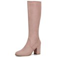 thumbnail image 1 of Unique Bargains Bottes Hauteur Genou à Talon Bloc à Bout Rond pour Femmes, 1 of 6