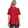 thumbnail image 4 of YONGHS Women's Short Sleeve Cross Collar Chef Coat Double Breasted Chef Jacket Kitchen Restaurant Work Uniform Burgundy XL, 4 of 7