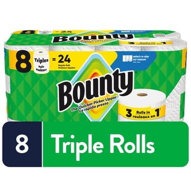 Bounty Essuie-Tout 8 Rouleaux (Équivalent à 24 Rouleaux Réguliers)