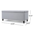 thumbnail image 3 of Aurla Contemporary Fabric Storage Ottoman, Light Gray, 3 of 9