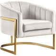 thumbnail image 1 of Meridian Furniture Carter Fauteuil d'Appoint en Velours Crème avec Base en Acier Inoxydable, 1 of 9