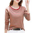 thumbnail image 4 of Timegard Hauts d'Automne pour Femmes à Rayures à Manches Longues T-Shirts Basiques Décontractés Ajustés Confortables à Col Rond, 4 of 4