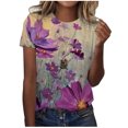thumbnail image 1 of EQWLJWE Hauts d'Été pour Femmes Hauts pour Femmes en Liquidation Femmes Surdimensionné Été Décontracté Manches Courtes Col Rond Imprimé Manches Hauts Blouse Ample, 1 of 4