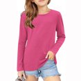 thumbnail image 2 of MeetoTime Girls Long Sleeve Tops Crewneck Solid Color Dressy Tunic Tops Children's Pullover Undershirt, 2 of 5