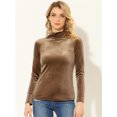 thumbnail image 2 of INSPIRE CHIC Chemise à Manches Longues pour Femme Col Montant en Velours Extensible Col Roulé Blouse Basique Hauts Caramel S, 2 of 5