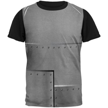 Halloween Robot Rivets Costume Steel All Over Mens Black Back T Shirt