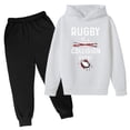 thumbnail image 1 of Hiiyo Big Boys Outfits Rugby Letter Print Hoodie and Sweatpants Sports Sweatsuit, 1 of 3