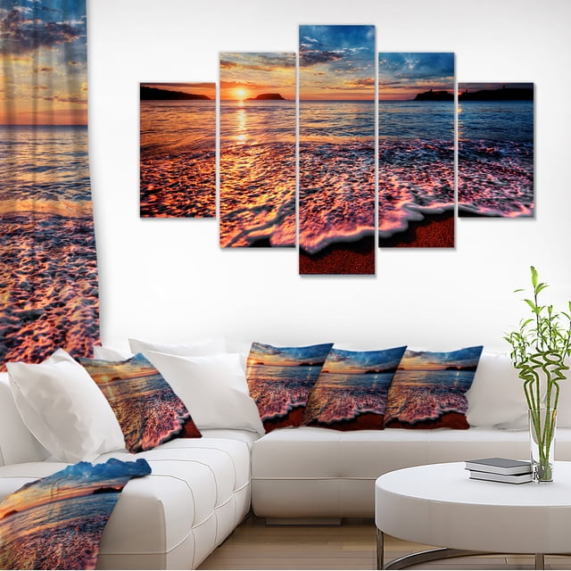 Vue Paisible de Plage en Soirée - Impression sur Toile de Paysage Marin