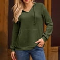 thumbnail image 4 of Xdegoge Womens Hoodies Sweatshirts Oversized Sweatshirts Ribbed Knit Long Sleeve Drawstring V Neck Casual Pullover Sweatshirt Hooded Tops Plus Size Fall Winter Clothes with Pockets Army Green M, 4 of 9