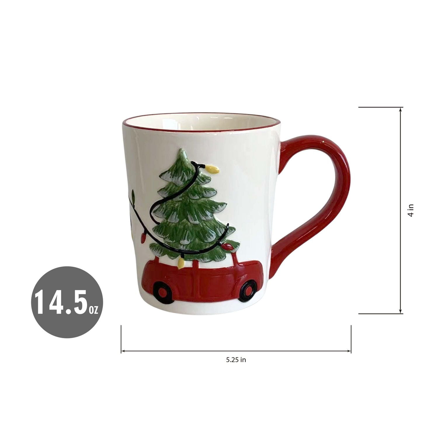 Holiday Time Tasse en céramique voiture/arbre 14,5 oz