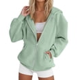 thumbnail image 3 of Mgmyaa Chandail en Molleton pour Femmes Mode Couleur Unie à Capuche avec Poche Manches Raglan Veste à Fermeture Éclair, 3 of 6