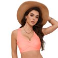thumbnail image 3 of Huesdet Bikini Tops for Women Triangle Bikini Top Ribbed Push up Padded Halter String Bathing Suits Top(Pink,XL), 3 of 9