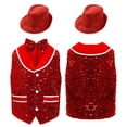 thumbnail image 1 of Eandarui Gilet de Danse Moderne Hip Hop Jazz pour Filles et Garçons, Rouge 16, 1 of 4