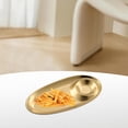 thumbnail image 4 of Stainless Steel Snack Plate Oval Fries And Dumpling Serving Tray With Seasoning Grid For Desserts Chicken And Party Use Table Runner Set Kitchen Table Mats Doilies for Tables Teal Dollies for End, 4 of 6