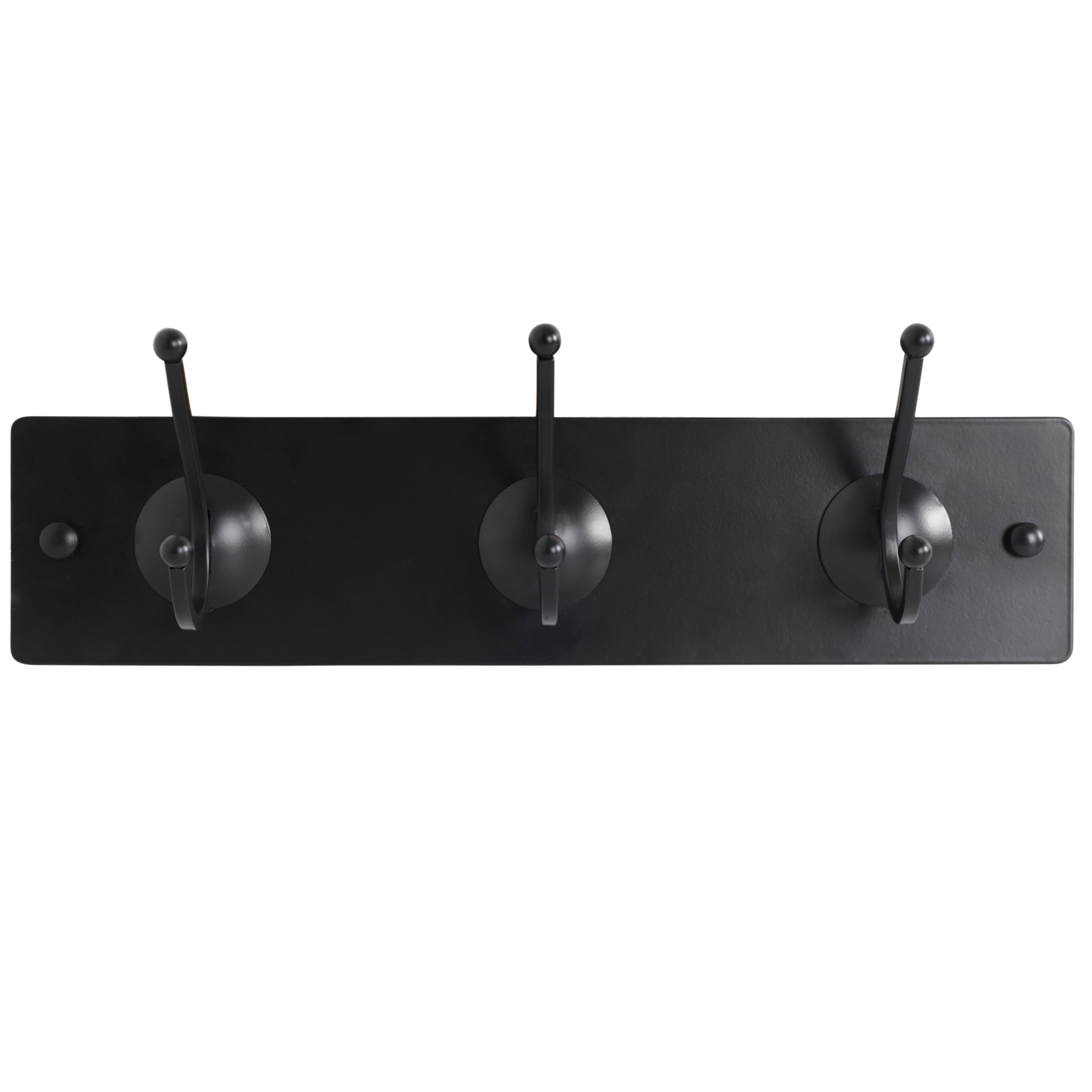 Era Classic 3 Peg Rail; Metal Wall Mount Rail, Traditional Space-Saving Storage Organizer for  Clothes, Hats, Coat, Bathrobe, Black