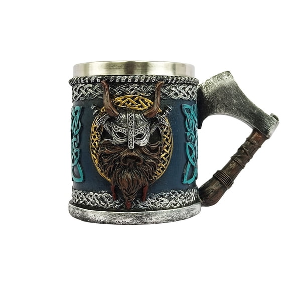 Rbaofujie Halloween Vintage Relief Tridimensionnel Crâne de Pirate Mystérieux Tasse à Bière Décoration en Acier Inoxydable Décor de Porche d'Halloween
