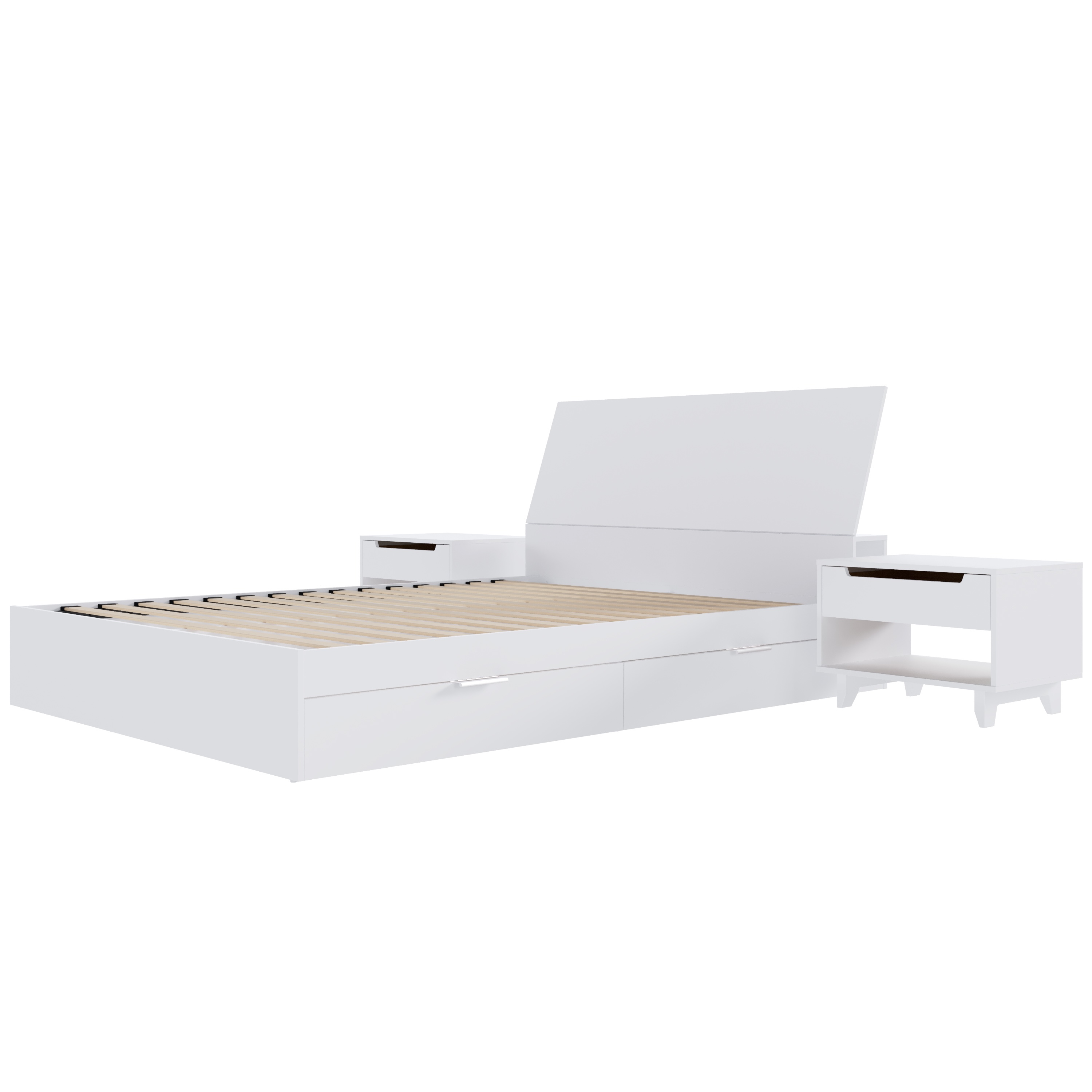 Nexera Porter 4-Piece Dual Storage Bedroom Set, White, Double