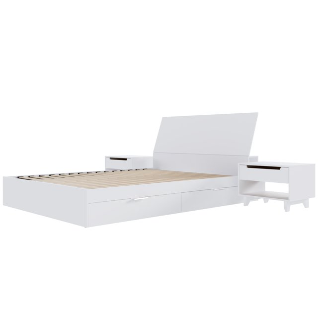 Nexera Porter 4-Piece Dual Storage Bedroom Set, White, Double