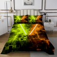 thumbnail image 1 of Erosebridal Neon Lightsaber Coverlet Set Queen, Yellow Orange Geometry Bedding Set, Lightning Decor, 1 of 5