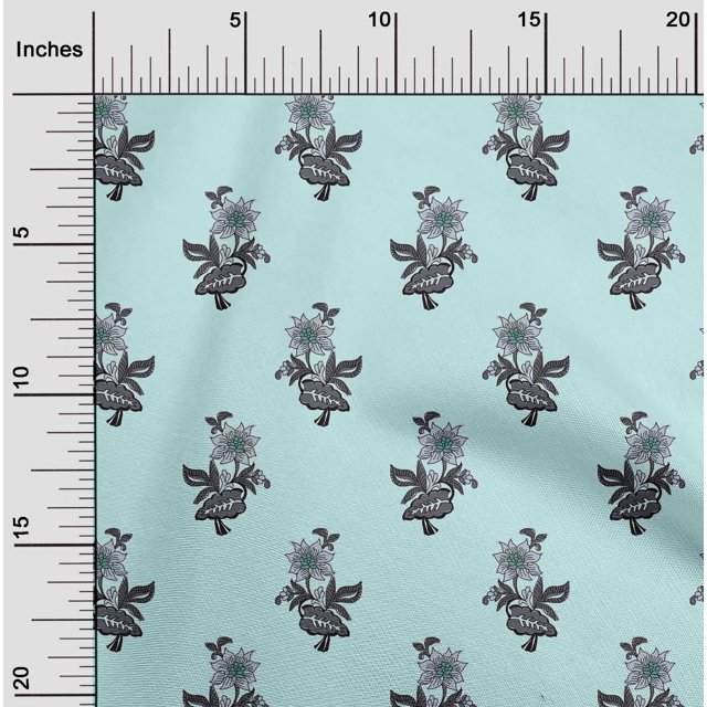 oneOone Cotton Silk Fabric Leaves & Floral Block Fabric Prints By Yard 42 Inch Wide