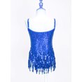 thumbnail image 4 of TSSOE Robe de Danse Latine à Sequins à Franges pour Filles Justaucorps Patinage Artistique Tango Rumba Samba Costume de Danse Bleu Royal 6, 4 of 7