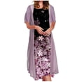 thumbnail image 2 of JUNWELL Robes pour Mère de la Mariée Ensemble Deux Pièces pour Femmes Robe Midi à Imprimé Floral avec Cardigan en Mousseline de Soie Formelle de Fête Sans Manches Grande Taille Robes d'Invitée de Mariage pour Femmes 2024 Tenue de Villégiature, 2 of 5