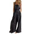 thumbnail image 1 of Innerwin Combinaison Longue à Imprimé Floral pour Femme, Pantalon à Jambe Grand d'Été Sans Manches, Ample, une Pièce, Noir à Pois, 4TG, 1 of 2