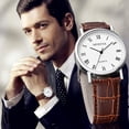 thumbnail image 1 of Classic Roman Numeral Dial Men's Wristwatch with Calendar Function and Trendsetting Leather Strap for, 1 of 5